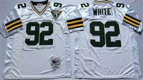 Green Bay Packers #92 Reggie White White 75TH Stitched Mitchell and Ness Jersey