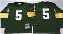 Green Bay Packers #5 Paul Hornung Green Long-Sleeved Stitched Mitchell and Ness Jersey
