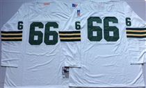 Green Bay Packers #66 Ray Nitschke White Long-Sleeves Stitched Mitchell and Ness Jersey