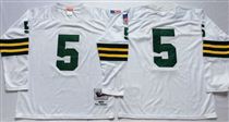 Green Bay Packers #5 Paul Hornung White Long-Sleeved Stitched Mitchell and Ness Jersey