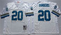 Detroit Lions #20 Barry Sanders White Stitched Mitchell and Ness Jersey
