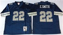 Dallas Cowboys #22 Emmitt Smith Navy Blue Stitched Mitchell and Ness Jersey