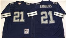 Dallas Cowboys #21 Deion Sanders Navy Blue Stitched Mitchell and Ness NFL Jersey