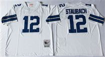 Dallas Cowboys #12 Roger Staubach White Stitched Mitchell and Ness Jersey