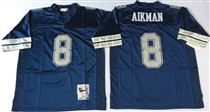 Dallas Cowboys #8 Troy Aikman Navy Blue Stitched Mitchell and Ness NFL Jersey
