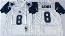 Dallas Cowboys #8 Troy Aikman White Thanksgivings Stitched Mitchell and Ness NFL Jersey
