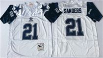Dallas Cowboys #21 Deion Sanders White Thanksgivings Stitched Mitchell and Ness NFL Jersey
