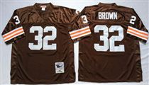 Cleveland Browns #32 Jim Brown Brown Short-Sleeved Stitched Mitchell and Ness Jersey
