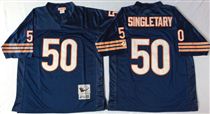 Chicago Bears #50 Mike Singletary Blue Stitch Mitchell and Ness NFL Jersey