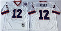 Buffalo Bills #12 Jim Kelly White Stitched Mitchell and Ness Jersey
