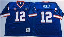 Buffalo Bills #12 Jim Kelly Blue Stitched Mitchell and Ness Jersey