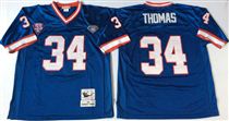 Buffalo Bills #34 Thurman Thomas Blue Stitched Mitchell and Ness Jersey