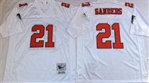 Atlanta Falcons #21 Deion Sanders White Stitched Mitchell and Ness Jersey