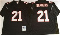 Atlanta Falcons #21 Deion Sanders Black Stitched Mitchell and Ness Jersey