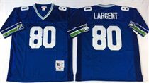 Seattle Seahawks #80 Steve Largent Blue Stitched Mitchell and Ness Jersey