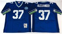 Seattle Seahawks #37 Shaun Alexander Blue Stitched Mitchell and Ness Jersey