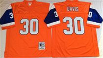 Denver Broncos #30 Terrell Davis Orange Stitched Mitchell and Ness NFL Jersey