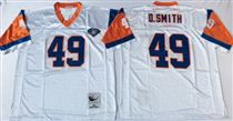 Denver Broncos #49 Dennis Smith White 75TH Stitched Mitchell and Ness NFL Jersey
