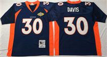 Denver Broncos #30 Terrell Davis Blue Super Bowl Stitched Mitchell and Ness Jersey