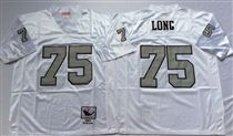 Oakland Raiders #75 Howie Long White With Gray Number Stitched Mitchell and Ness Jersey