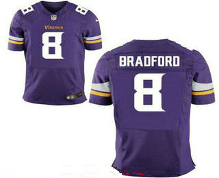 Stitched Minnesota Vikings #8 Sam Bradford Purple Team Color Nike NFL Elite Jersey