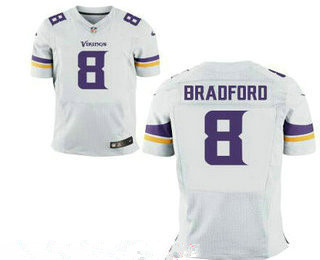 Stitched Minnesota Vikings #8 Sam Bradford White Nike NFL Elite Jersey