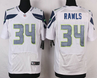 Stitched Seattle Seahawks #34 Thomas Rawls White Road NFL Nike Elite Jersey