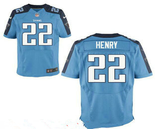 Stitched Tennessee Titans #22 Derrick Henry Light Blue Nike NFL Elite Jersey