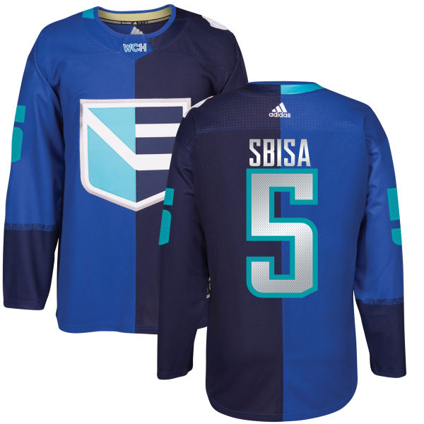 Men's Europe Hockey #5 Luca SBISA Adidas Royal World Cup Of Hockey 2016 Premier Player Jersey
