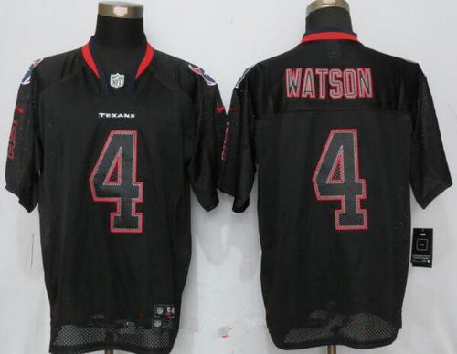 Nike Men's 2017 NFL Draft Houston Texans #4 Deshaun Watson Lights Out Black Stitched NFL Elite Jersey