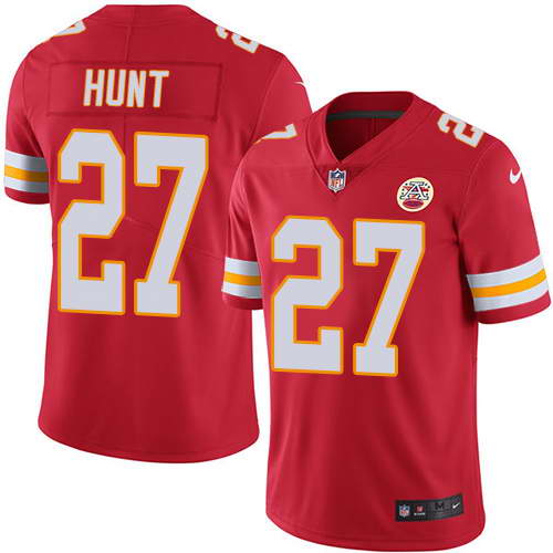 Nike Men's Kansas City Chiefs #27 Kareem Hunt Red Team Color Stitched NFL Vapor Untouchable Limited Jersey