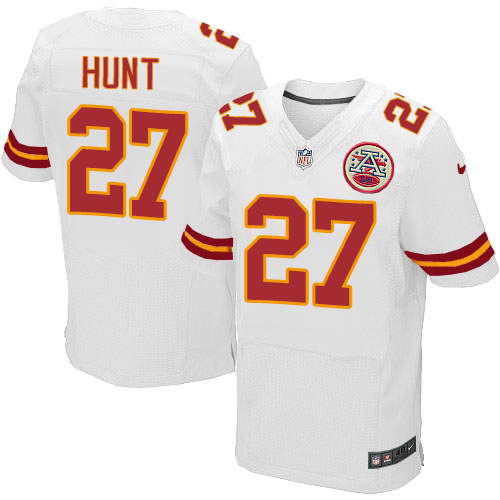Nike Men's Kansas City Chiefs #27 Kareem Hunt White Stitched NFL Elite Jersey