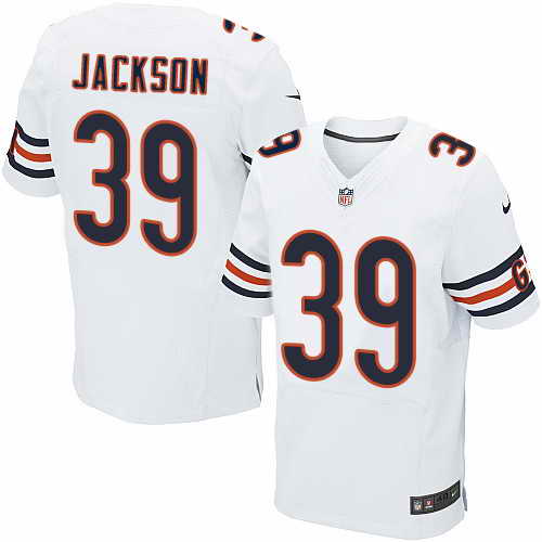 Nike Chicago Bears Men's #39 Eddie Jackson Elite Stitched White Road NFL Jersey