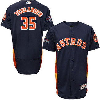 Men's Houston Astros #35 Justin Verlander Navy Blue 2017 World Series Champions Stitched Flexbase Jersey