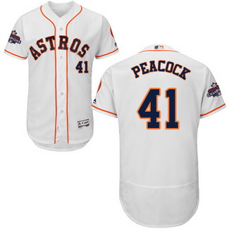 Men's MLB Houston Astros #41 Brad Peacock White 2017 World Series Champions Stitched Flexbase Jersey