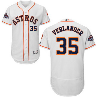 Men's Houston Astros #35 Justin Verlander White 2017 World Series Champions Stitched Flexbase Jersey