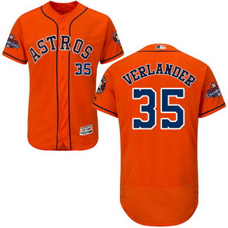 Men's Houston Astros #35 Justin Verlander Orange 2017 World Series Champions Stitched Flexbase Jersey