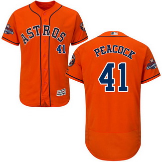 Men's MLB Houston Astros #41 Brad Peacock Orange 2017 World Series Champions Stitched Flexbase Jersey