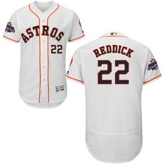 Men's Houston Astros #22 Josh Reddick White 2017 World Series Champions Stitched Flexbase Jersey