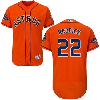 Men's Houston Astros #22 Josh Reddick Orange 2017 World Series Champions Stitched MLB Flexbase Jersey