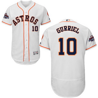 Men's Houston Astros #10 Yuli Gurriel White 2017 World Series Champions Stitched Flexbase Jersey