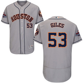 Men's MLB Houston Astros #53 Ken Giles Grey 2017 World Series Champions Stitched Flexbase Jersey