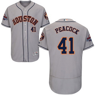 Men's Houston Astros #41 Brad Peacock Grey 2017 World Series Champions Stitched Flexbase Jersey