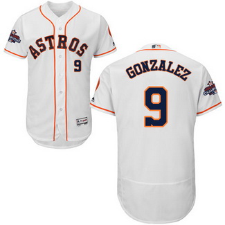 Men's Houston Astros #9 Marwin Gonzalez White 2017 World Series Champions Stitched Flexbase Jersey