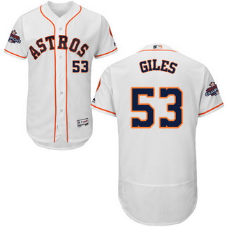 Men's MLB Houston Astros #53 Ken Giles White 2017 World Series Champions Stitched Flexbase Jersey