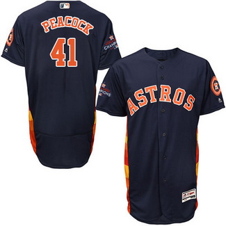 Men's Houston Astros #41 Brad Peacock Navy Blue 2017 World Series Champions Stitched Flexbase Jersey