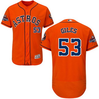 Men's Houston Astros #53 Ken Giles Orange 2017 World Series Champions Stitched MLB FlexbaseJersey