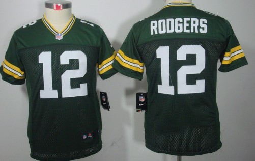 Nike Green Bay Packers #12 Aaron Rodgers Green Limited Kids Jersey