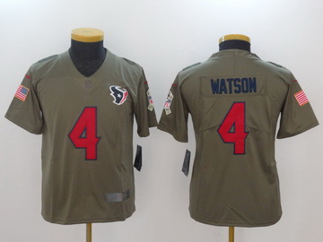 Nike Texans 4 Deshaun Watson Olive Youth Salute To Service Limited Jersey