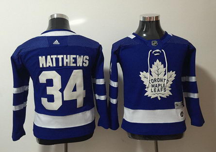 Youth Adidas Maple Leafs 34 Auston Matthews Blue Jersey